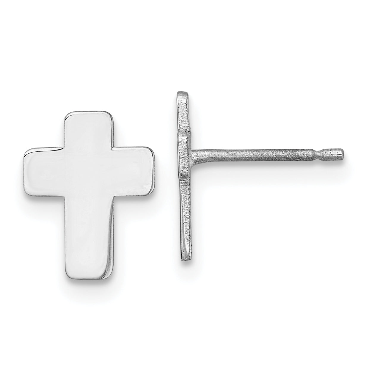 10K Weißgold Poliert Kreuz Ohrstecker
