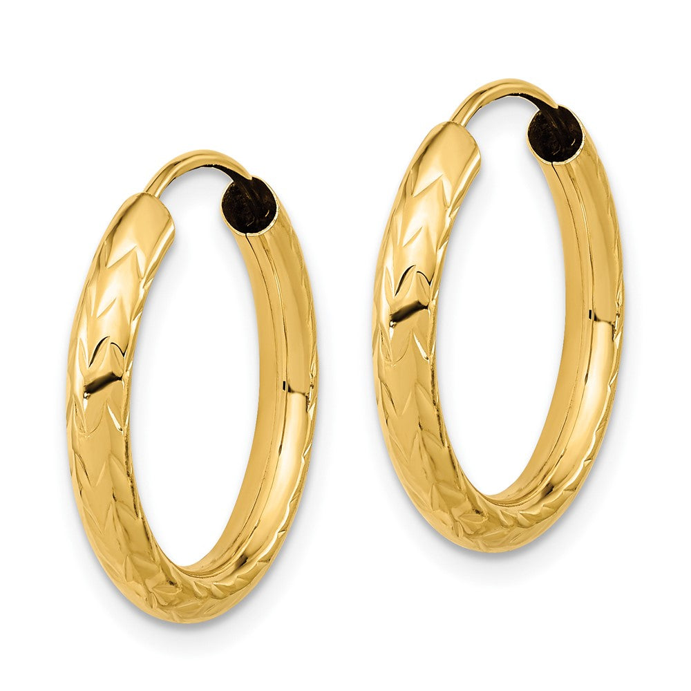 10K Gelbgold Poliert & Diamantiert Endlos Creolen