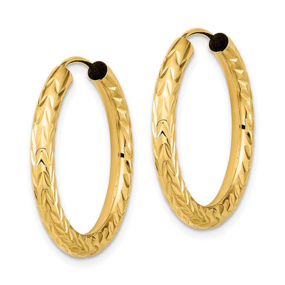 10K Gelbgold Poliert & Diamantiert Endlos Creolen