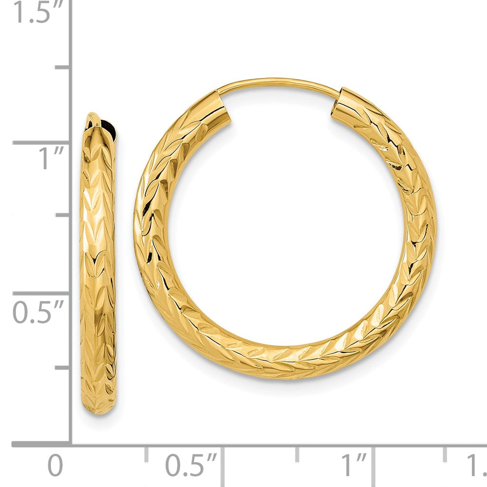 10K Gelbgold Poliert & Diamantiert Endlos Creolen