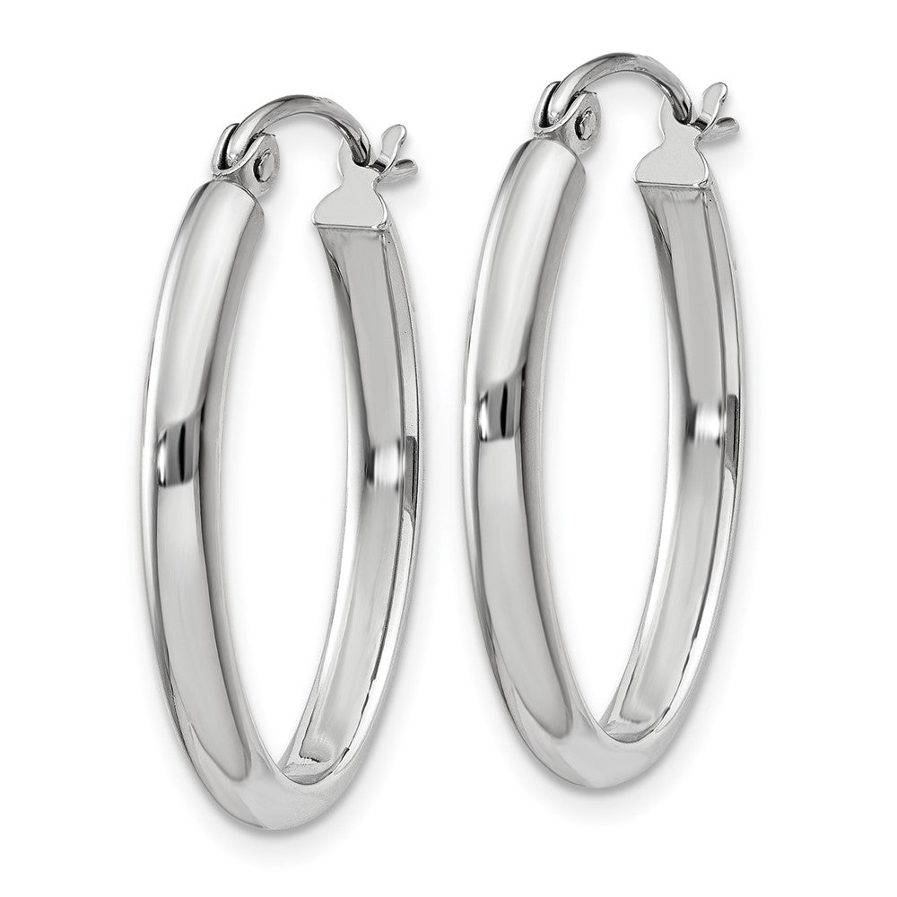 10K Weißgold Poliert 2.75mm Oval Röhre Creolen