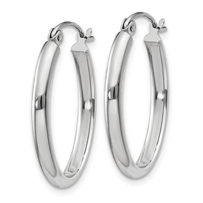 10K Weißgold Poliert 2.75mm Oval Röhre Creolen