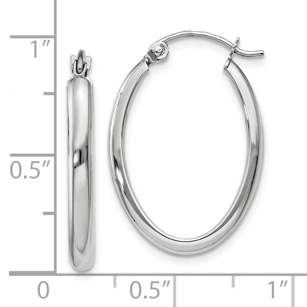 10K Weißgold Poliert 2.75mm Oval Röhre Creolen