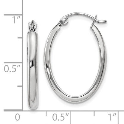 10K Weißgold Poliert 2.75mm Oval Röhre Creolen