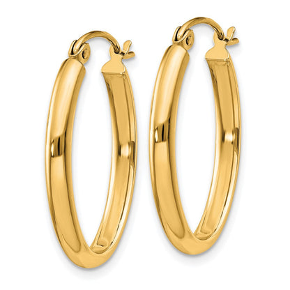 10K Gelbgold Poliert 2.75mm Oval Röhre Creolen