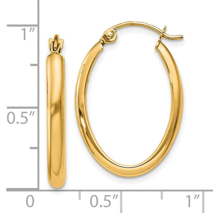 10K Gelbgold Poliert 2.75mm Oval Röhre Creolen