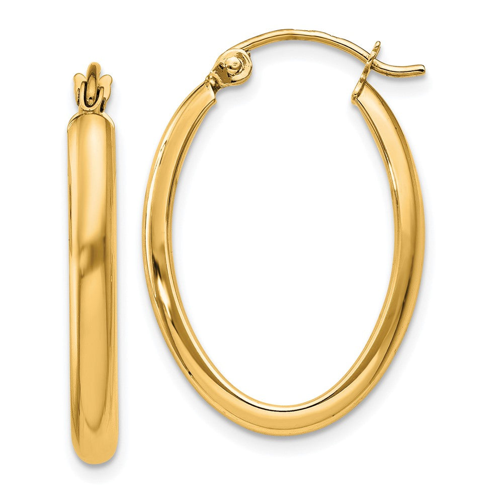 10K Gelbgold Poliert 2.75mm Oval Röhre Creolen