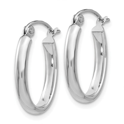 10K Weißgold Poliert 2.75mm Oval Röhre Creolen