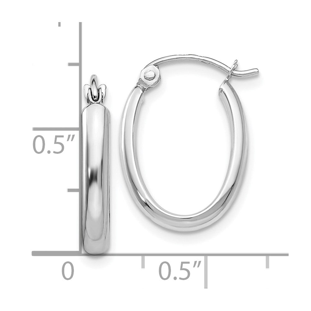 10K Weißgold Poliert 2.75mm Oval Röhre Creolen