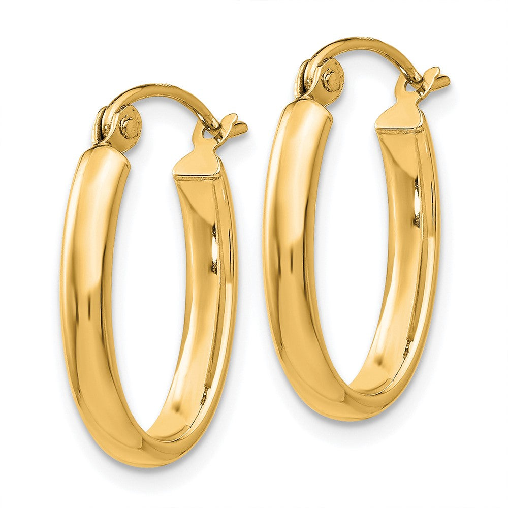 10K Gelbgold Poliert 2.75mm Oval Röhre Creolen