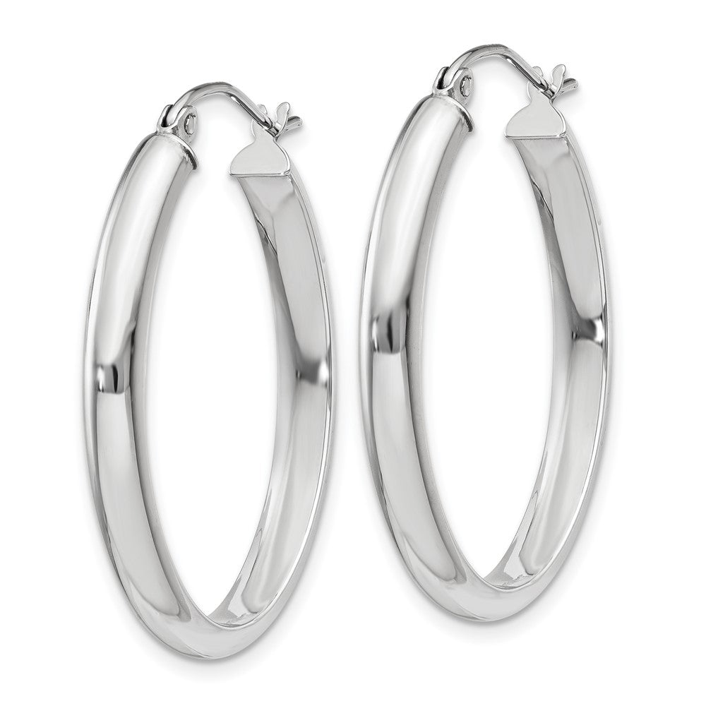 10K Weißgold Poliert 3.75mm Oval Röhre Creolen