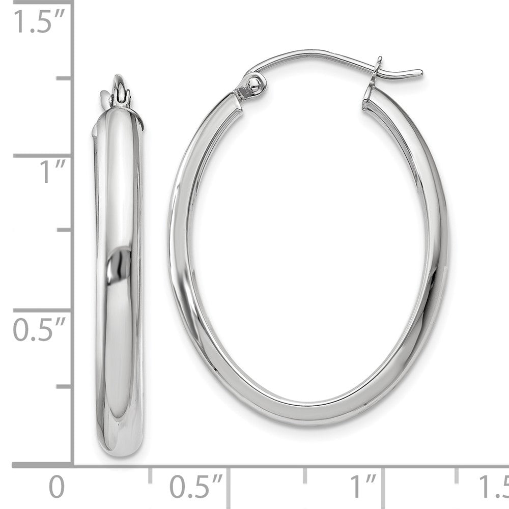 10K Weißgold Poliert 3.75mm Oval Röhre Creolen