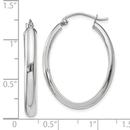 10K Weißgold Poliert 3.75mm Oval Röhre Creolen