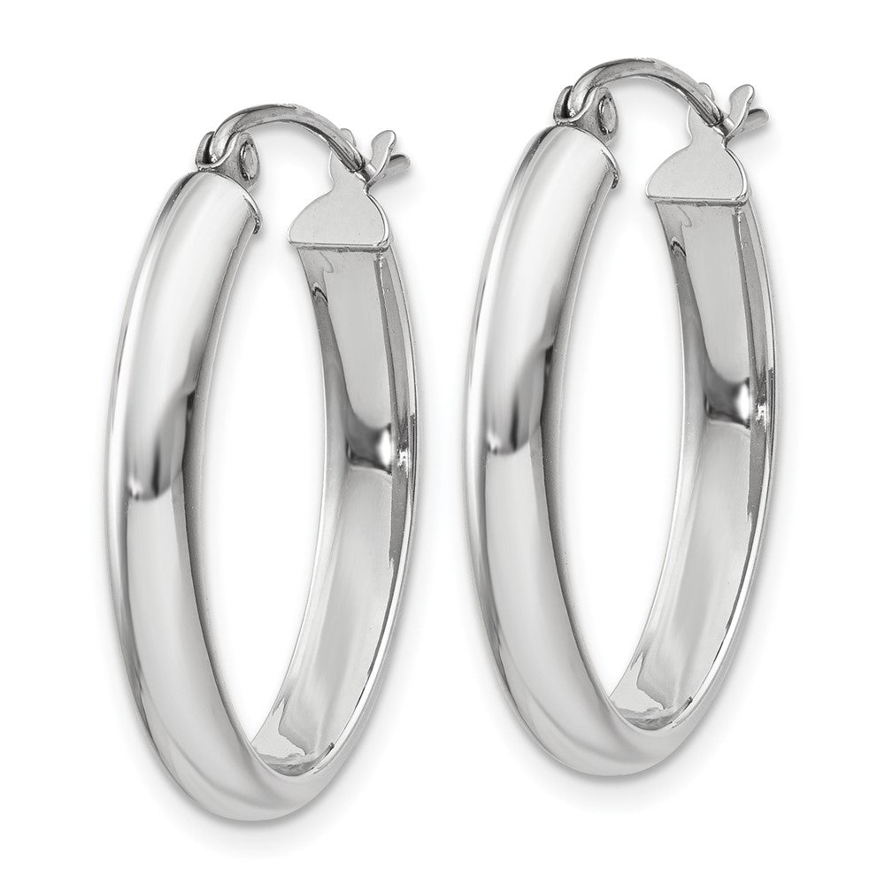 10K Weißgold Poliert 3.75mm Oval Röhre Creolen