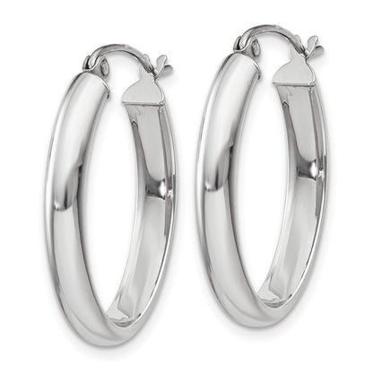 10K Weißgold Poliert 3.75mm Oval Röhre Creolen