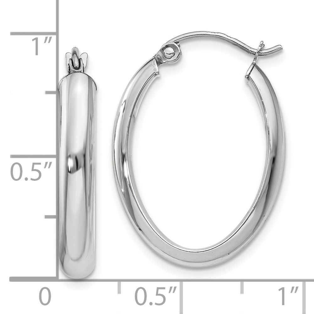 10K Weißgold Poliert 3.75mm Oval Röhre Creolen