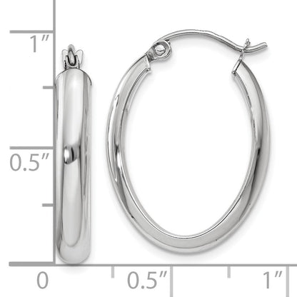 10K Weißgold Poliert 3.75mm Oval Röhre Creolen