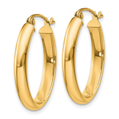 10K Gelbgold Poliert 3.75mm Oval Röhre Creolen