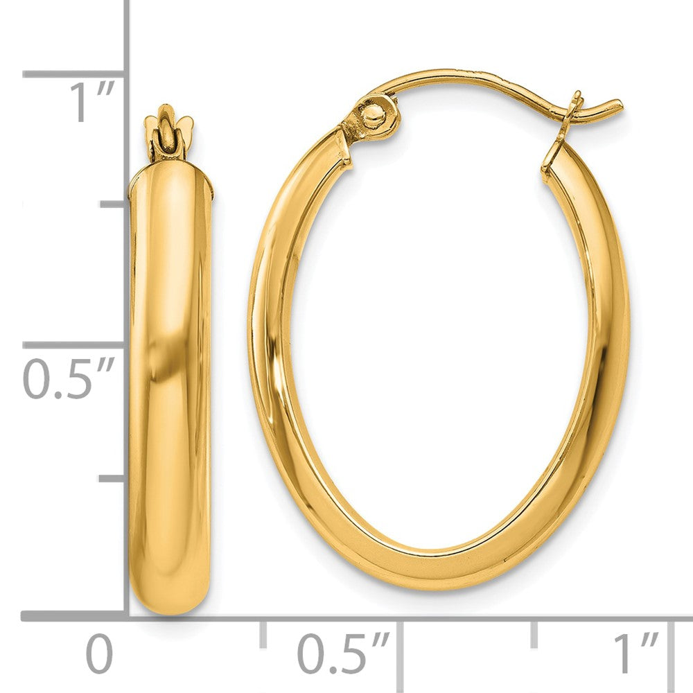 10K Gelbgold Poliert 3.75mm Oval Röhre Creolen