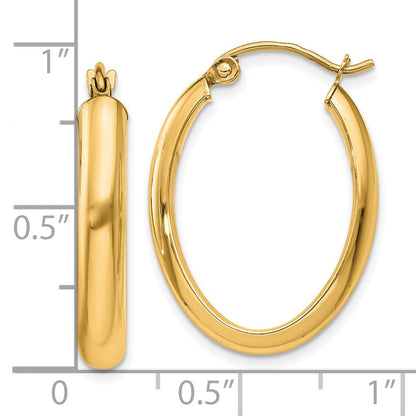 10K Gelbgold Poliert 3.75mm Oval Röhre Creolen
