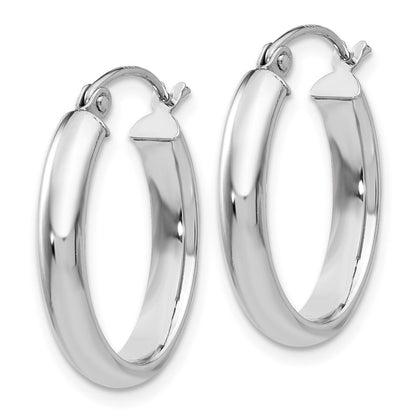 10K Weißgold Poliert 3.75mm Oval Röhre Creolen
