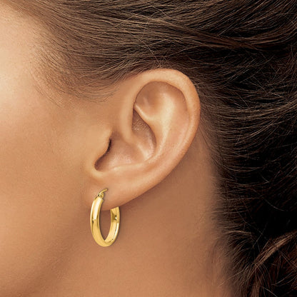 10K Gelbgold Poliert 3.75mm Oval Röhre Creolen