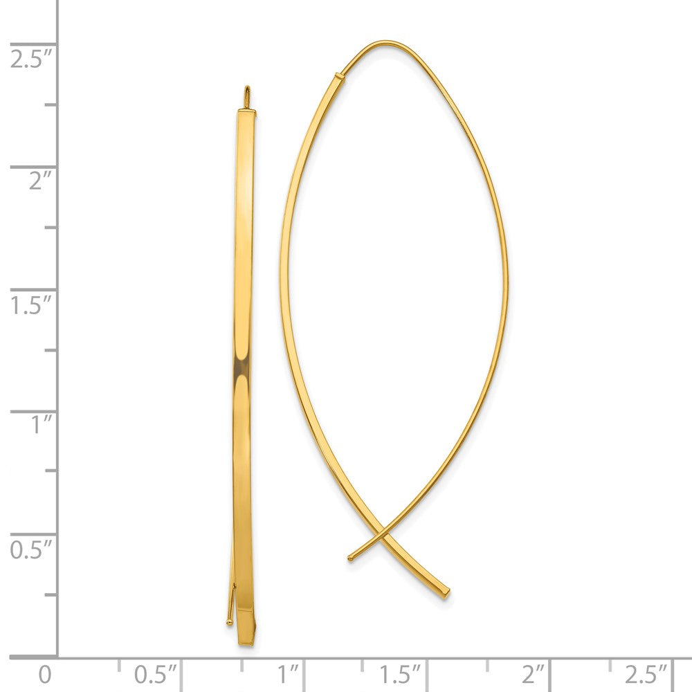 10K Gelbgold 1.75mm Quadratisch Röhre Draht Durchzieher-Ohrringe