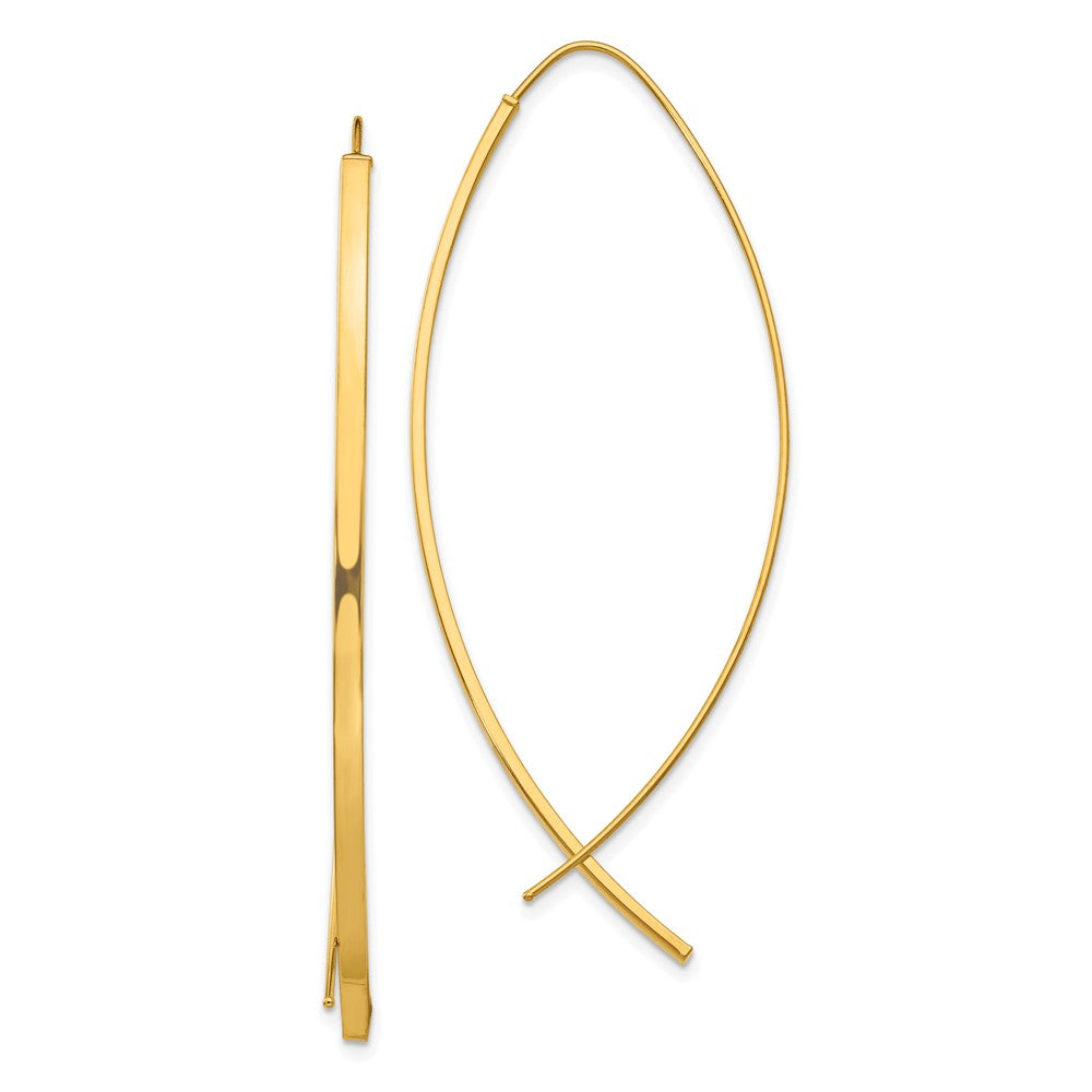 10K Gelbgold 1.75mm Quadratisch Röhre Draht Durchzieher-Ohrringe