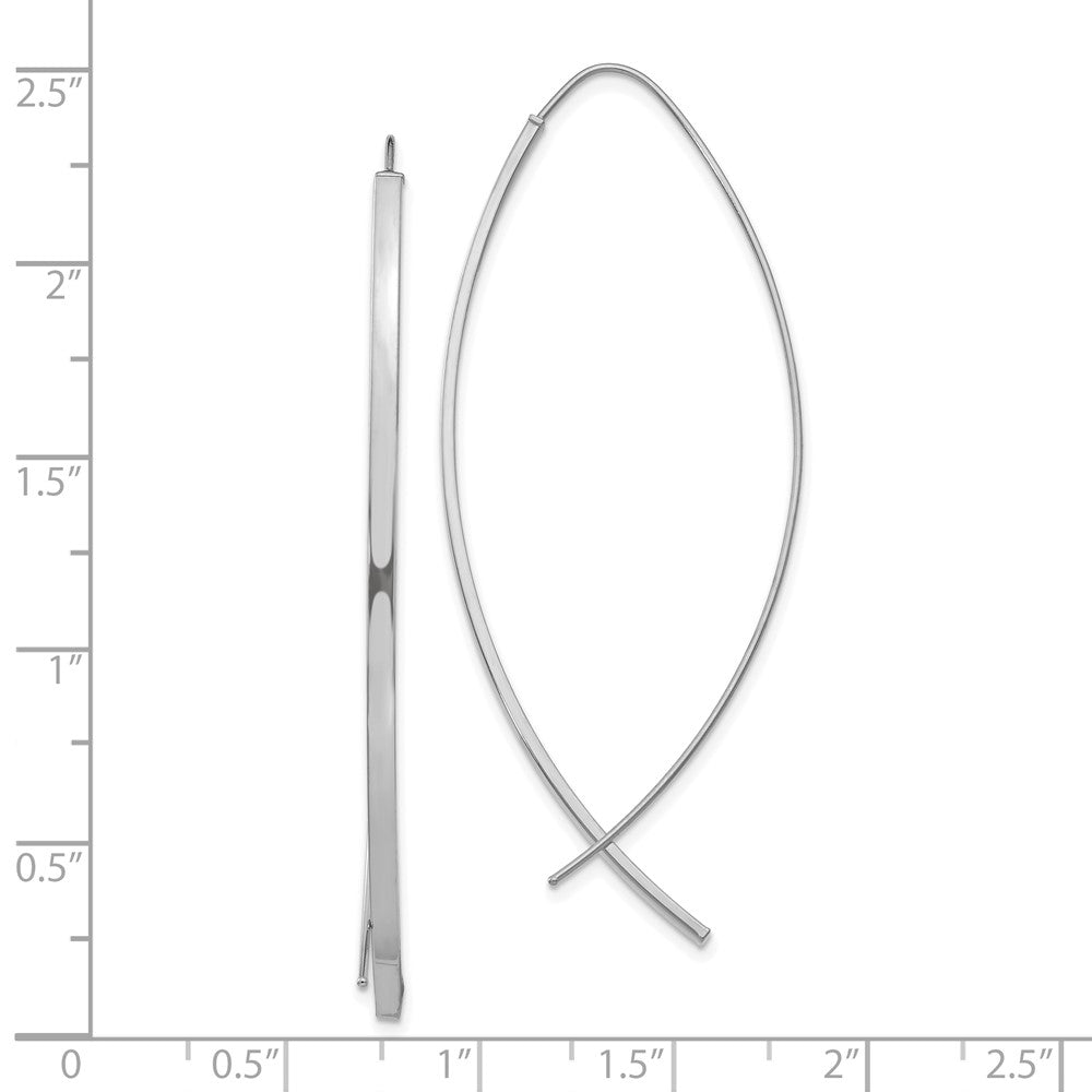 10K Weißgold 1.75mm Quadratisch Röhre Draht Durchzieher-Ohrringe