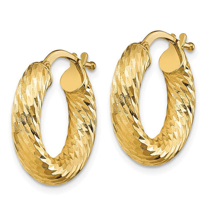 10K Gelbgold 4x10mm Diamantiert Rund Creolen