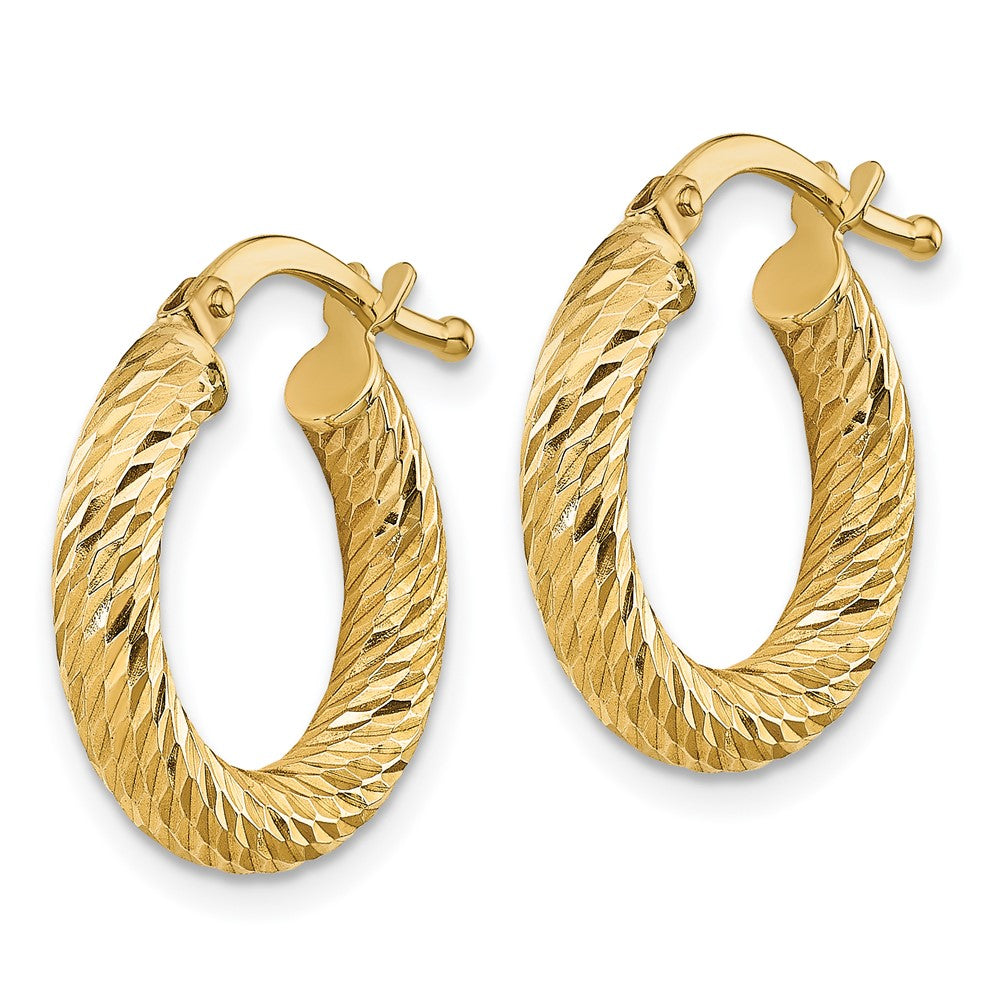 10K Gelbgold 3x10 Diamantiert Rund Creolen