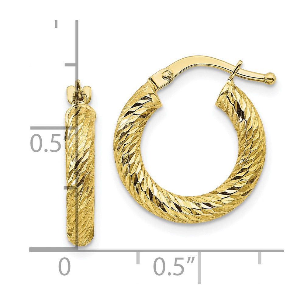 10K Gelbgold 3x10 Diamantiert Rund Creolen