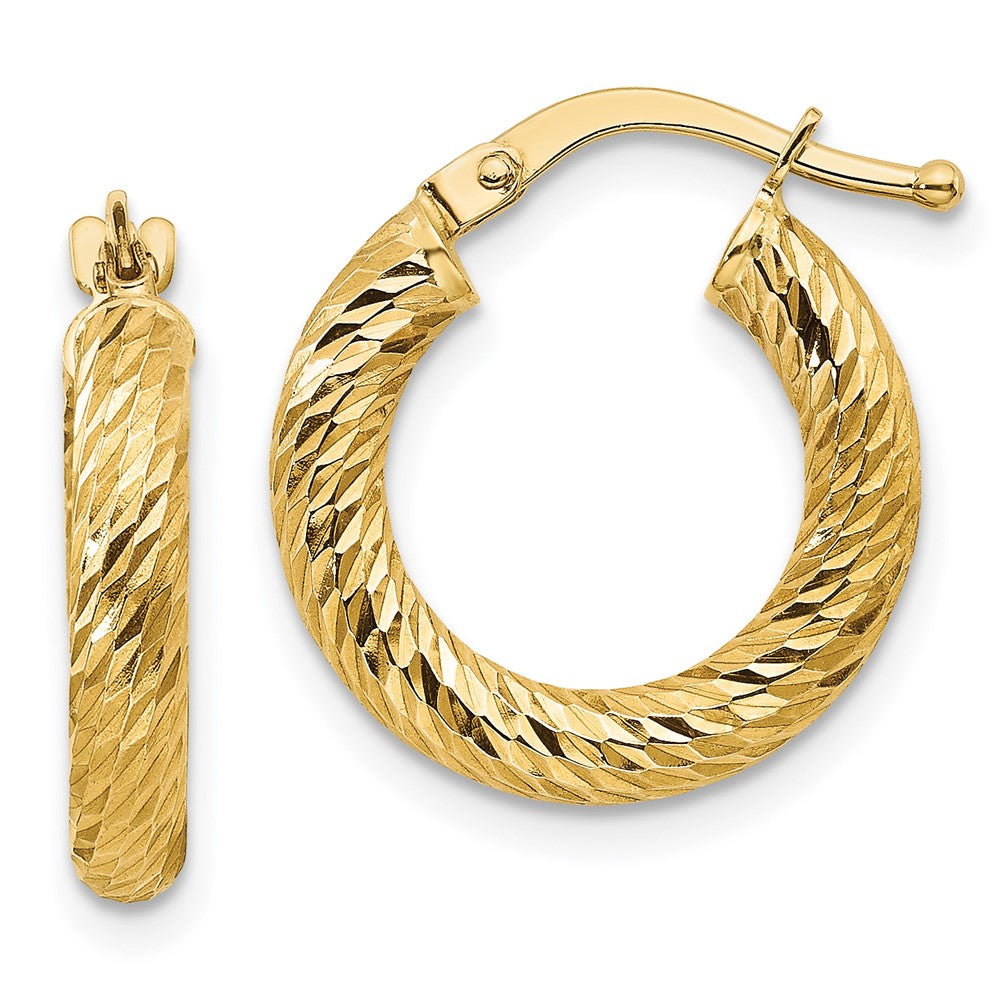 10K Gelbgold 3x10 Diamantiert Rund Creolen