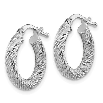 10K Weißgold 3x10 Diamantiert Rund Creolen