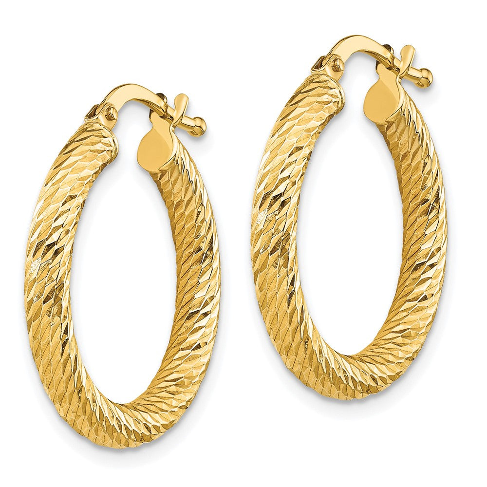 10K Gelbgold 3x15 Diamantiert Rund Creolen