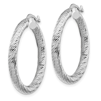 10K Weißgold 3x20 Diamantiert Rund Creolen
