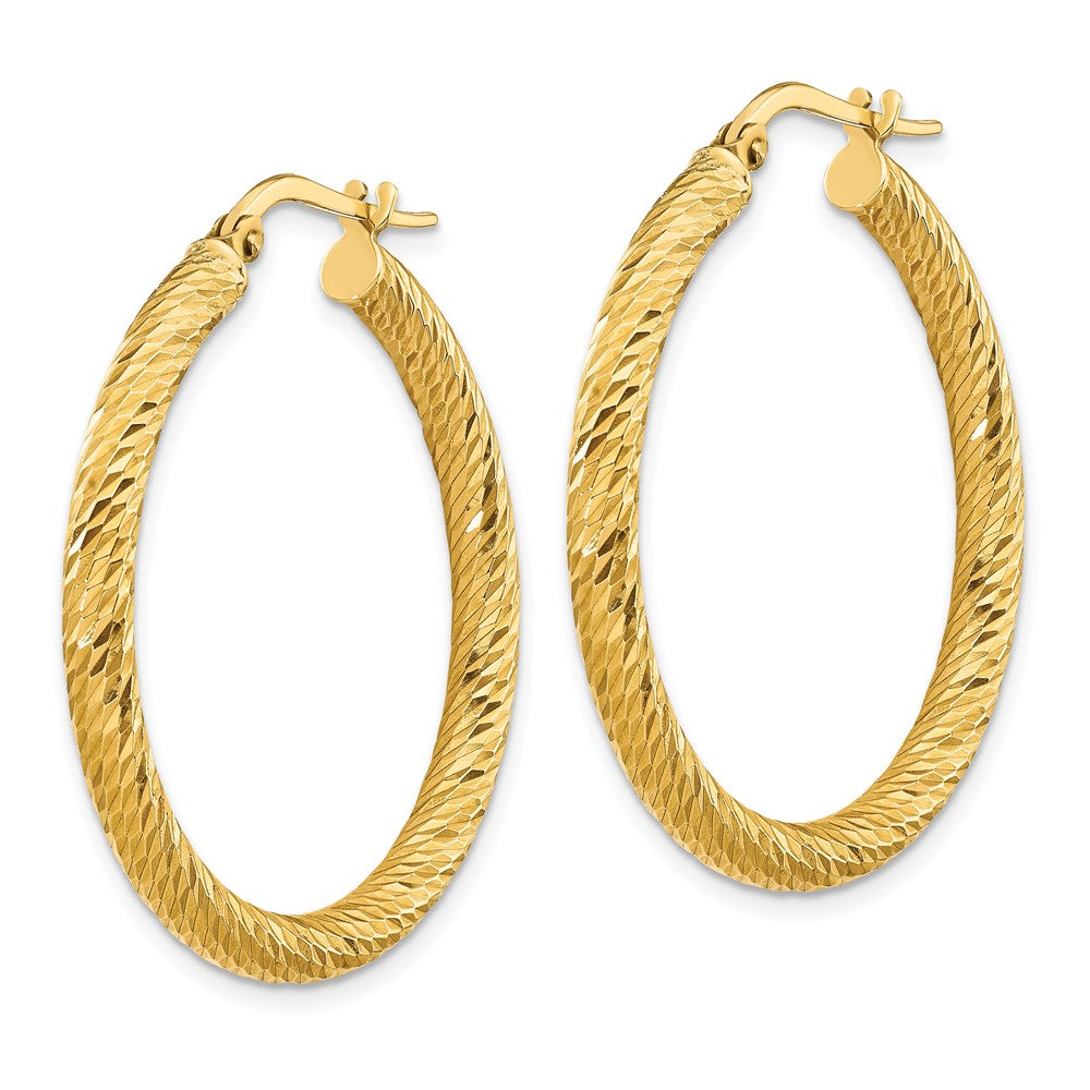 10K Gelbgold 3x25 Diamantiert Rund Creolen