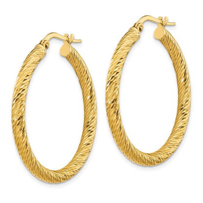 10K Gelbgold 3x25 Diamantiert Rund Creolen
