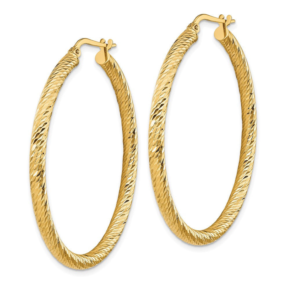 10K Gelbgold 3x35 Diamantiert Rund Creolen