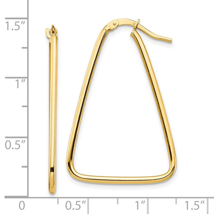 10K Gelbgold 1.5mm Poliert Dreieck Hängend Creolen