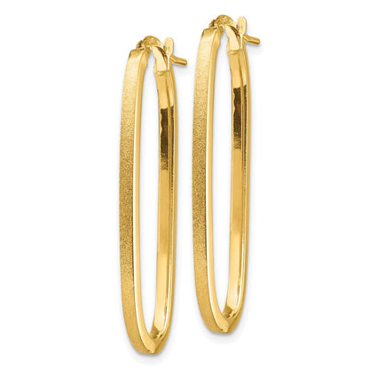 10K Gelbgold Poliert & Satiniert 2mm Oval Creolen