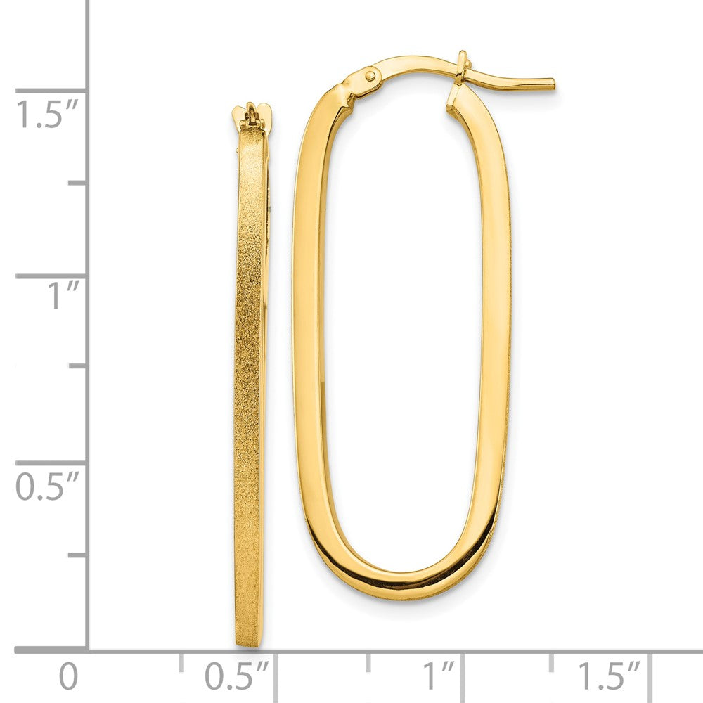 10K Gelbgold Poliert & Satiniert 2mm Oval Creolen