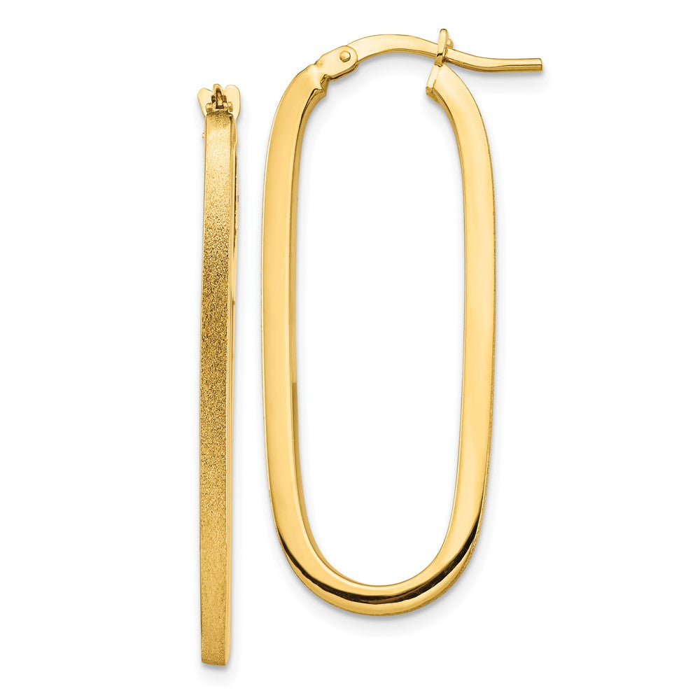 10K Gelbgold Poliert & Satiniert 2mm Oval Creolen