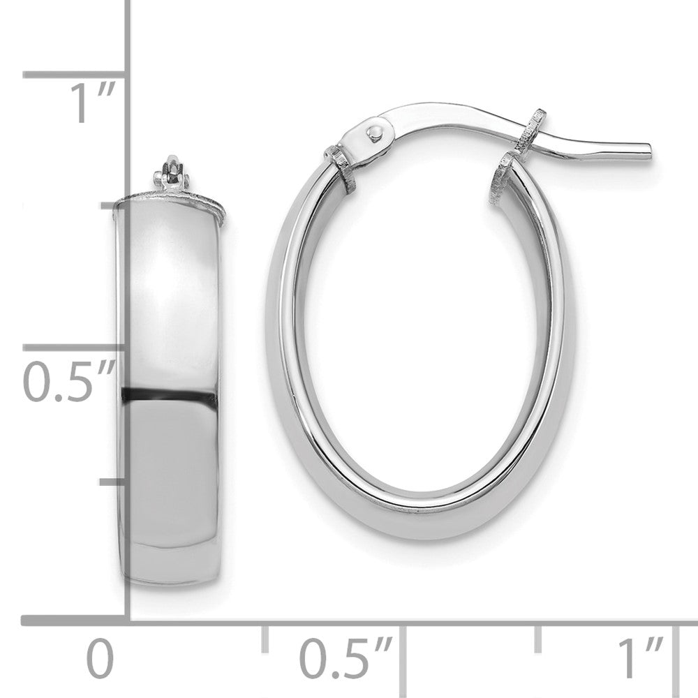10K Weißgold Hoch Poliert 5mm Oval Creolen