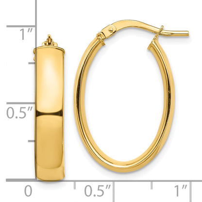 10K Gelbgold Hoch Poliert 5mm Oval Creolen