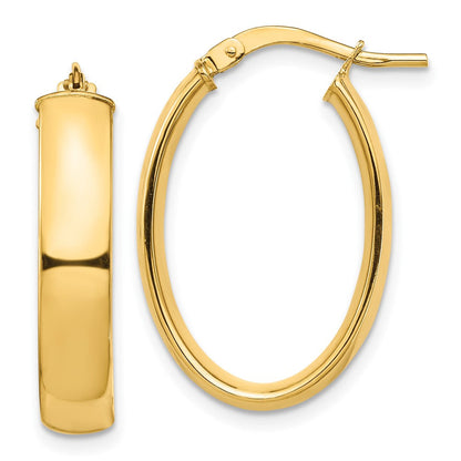 10K Gelbgold Hoch Poliert 5mm Oval Creolen