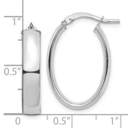 10K Weißgold Hoch Poliert 5mm Oval Creolen