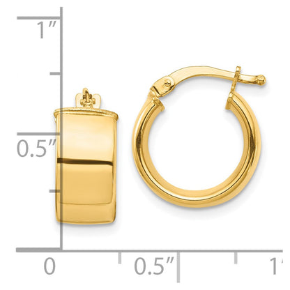 10K Gelbgold Hoch Poliert 7mm Creolen