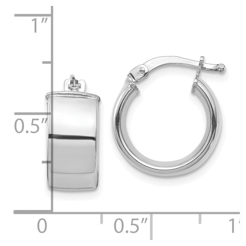 10K Weißgold Hoch Poliert 7mm Creolen