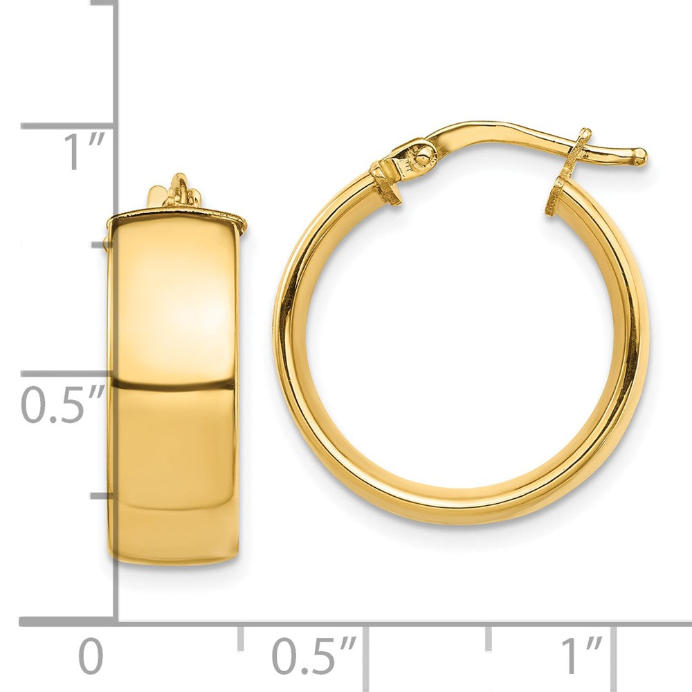10K Gelbgold Hoch Poliert 7mm Creolen